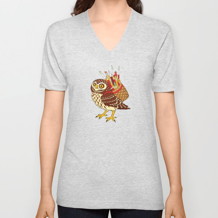 Art Owl V Neck T Shirt