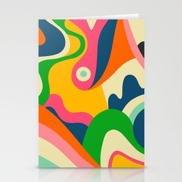 Colorful Mid Century Abstract  Stationery Cards