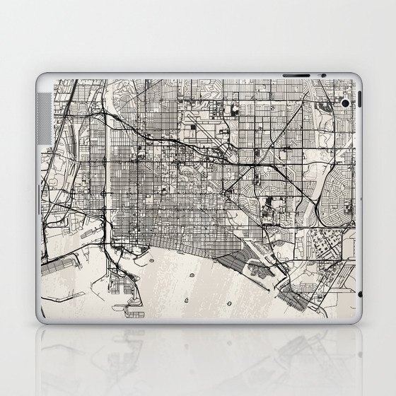 Long Beach USA. Artistic Map Laptop & iPad Skin