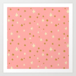 Golden Stars Pattern Art Print