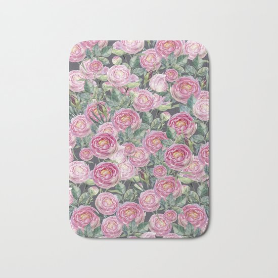 Vintage Roses Grey Bath Mat