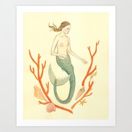 Coral Mermaid Art Print