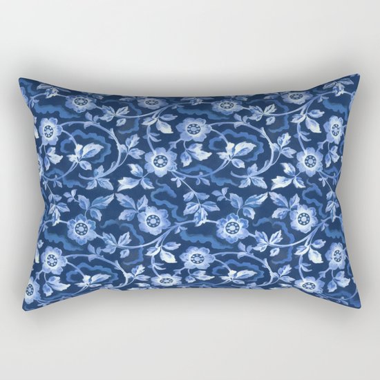 Blue floral pattern Rectangular Pillow