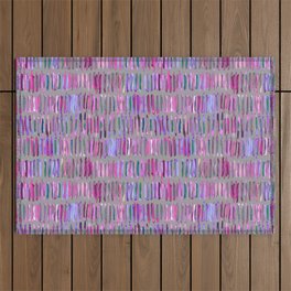 Messy Watercolor Stripes in Pink and Purple Outdoor Rug