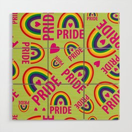 Rainbow Pride and Pink Hearts Wood Wall Art