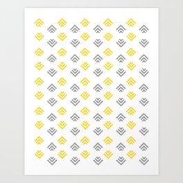 Yellow and grey geometric pattern Art Print
