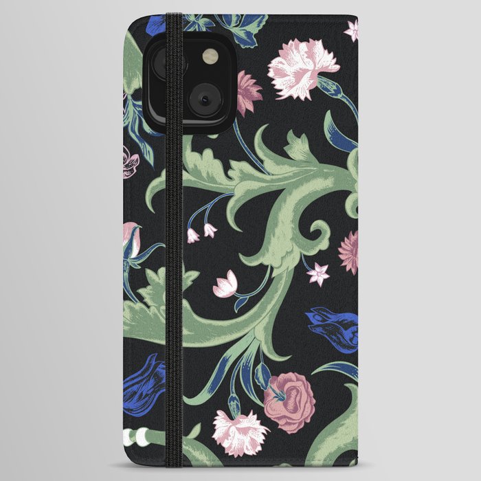 Baroque Style Art Nouveau Dark Floral iPhone Wallet Case