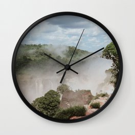 Argentina Photography - Rising Steam From The Iguaza Falls Wall Clock