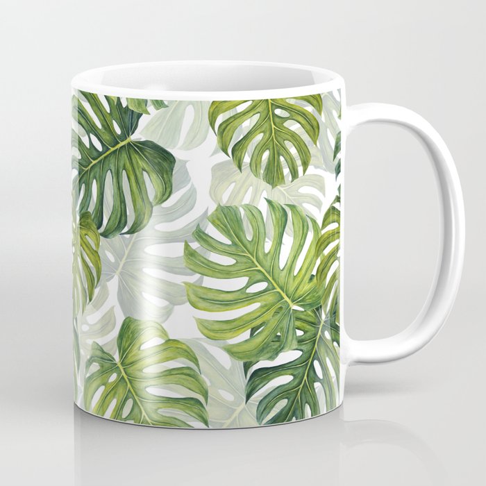 Tropical Monstera Leaf Pattern Coffee Mug