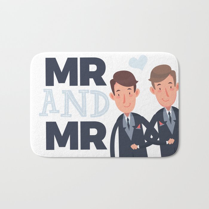 Mr and Mr gay wedding Bath Mat