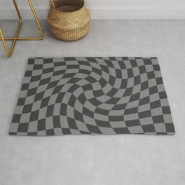 Checkerboard swirl. Grey and Onyx colors. Rug