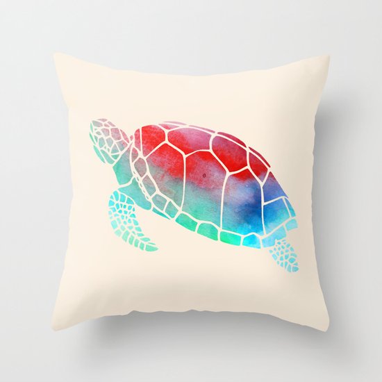 Watercolor Turtle Throw Pillow