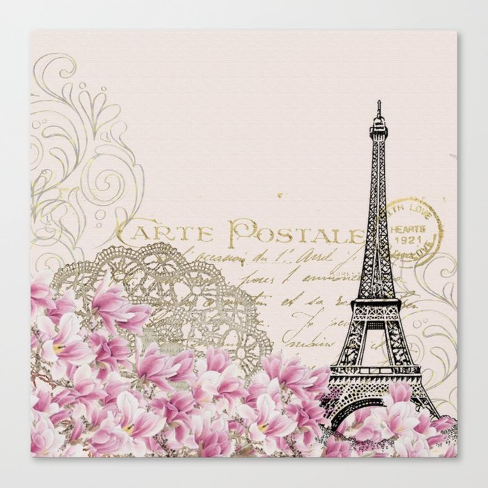 Eiffel Tower Postcard Canvas Print