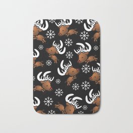 Cute Dancing Deers in Winter Snow Bath Mat