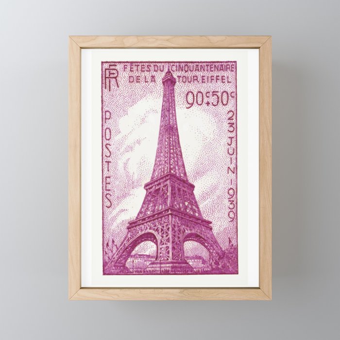 1939 FRANCE Eiffel Tower Postage Stamp Framed Mini Art Print