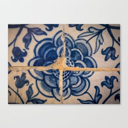 Blue Portuguese tile, azulejo Canvas Print