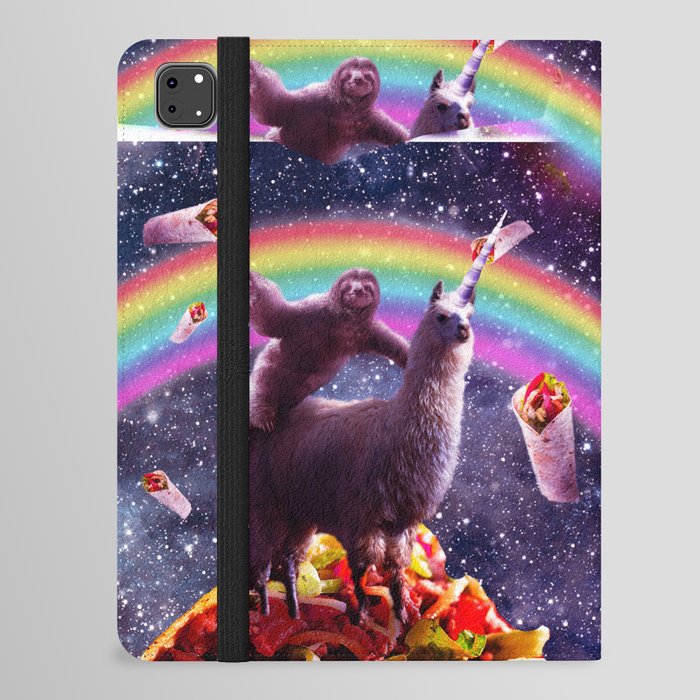 Space Sloth Riding Llama Unicorn - Taco & Burrito iPad Folio Case