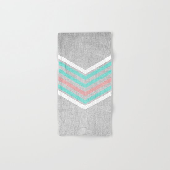 Teal, Pink and White Chevron on Silver Grey Wood Hand & Bath Towel