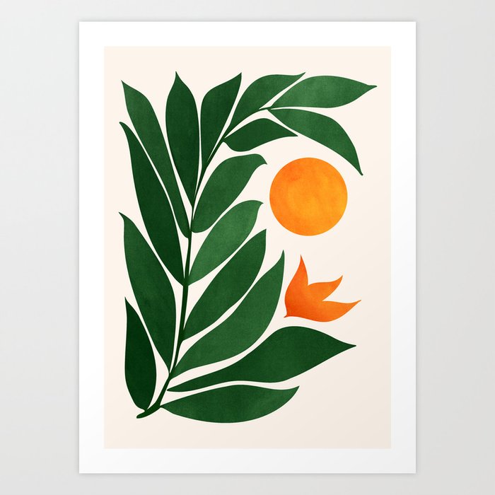 Tropical Forest Sunset / Mid Century Abstract Shapes Art Print