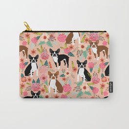Boston Terrier cute floral pattern spring summer happy pet portrait dog person gift must haves dogs Carry-All Pouch