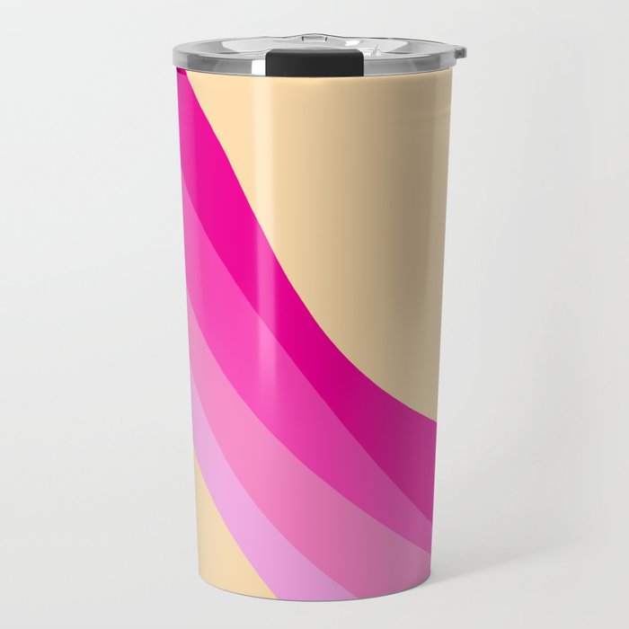 Pink Wavy Retro Design - Colorful Art Pattern  Travel Mug