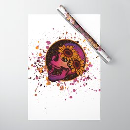 Purple Sunflower Skull Wrapping Paper