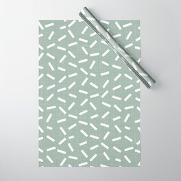 White Confetti on Textured Mint Green Background Wrapping Paper
