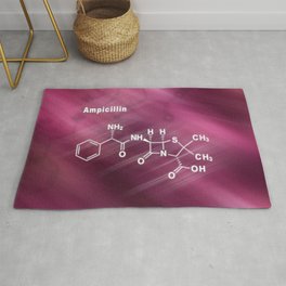 Ampicillin, antibiotic drug, Structural chemical formula Area & Throw Rug