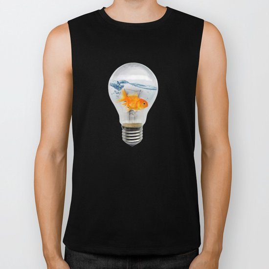 goldfish thinking Biker Tank