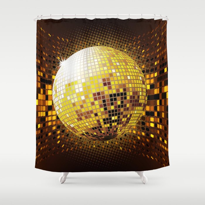 Golden disco ball Shower Curtain
