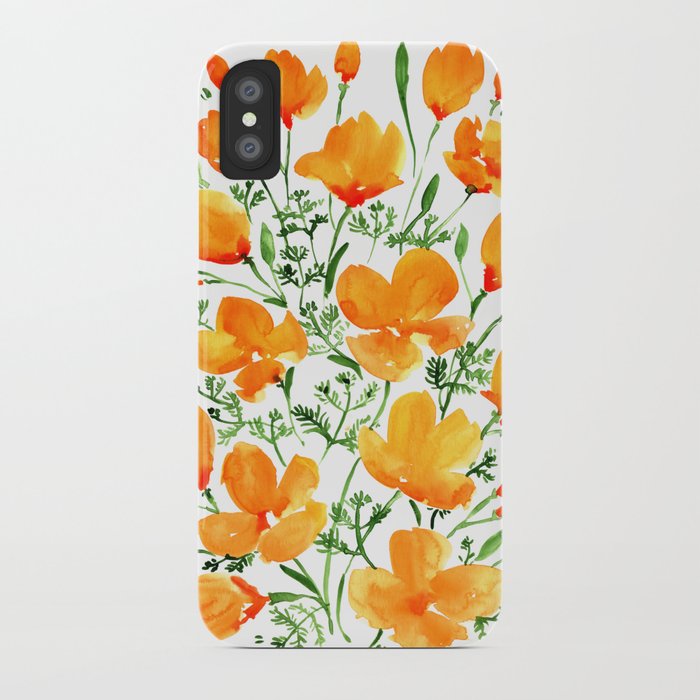 watercolor california poppies iphone case