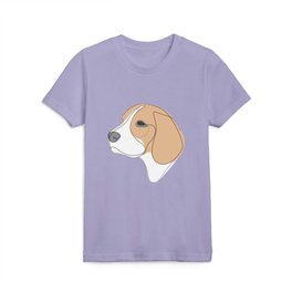 Beagle - one line drawing Kids T Shirt | Linear, Lineart, Abstract, Portrait, Dog, Continuousline, Drawing, Minimalist, Puppy, Black 