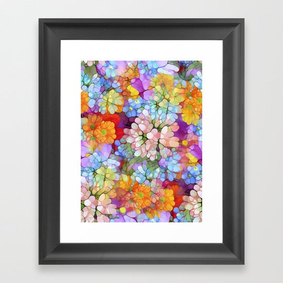 Rainbow Flower Shower Framed Art Print