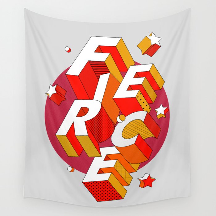FIERCE 3D Typography Wall Tapestry