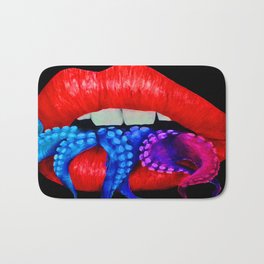 Tentacle Mouth (Red) Badematte | Newage, Animal, Drawing, Vibrant, Illustration, Abstract, Colorful, Dope, Digital, Popart 