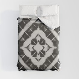 Shibori style black and white diagonal striped tile Duvet Cover