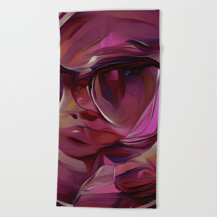 Girl in Rose Coloured Glasses Beach Towel