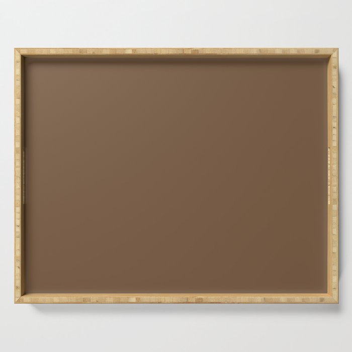 Dark Warm Brown Solid Color Pairs PPG Maple Syrup PPG1084-7 - All One Single Shade Hue Colour Serving Tray