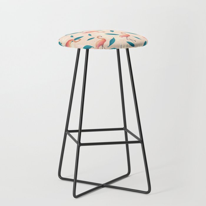 Peach flamingo pattern Bar Stool