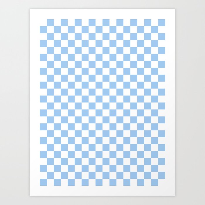 White and Baby Blue Checkerboard Art 