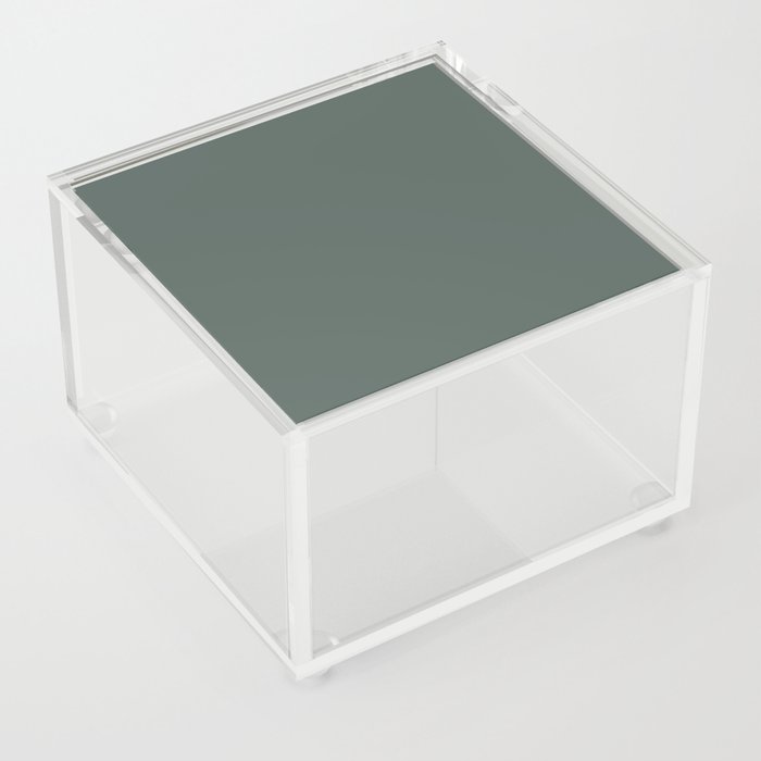 Dark Gray Solid Color Pantone Duck Green 18-6011 TCX Shades of Blue-green Hues Acrylic Box