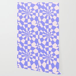 Retro vintage checkered:digital lavender  and soft creamy  Wallpaper