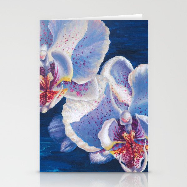 Two White Orchids Stationery Cards