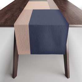 Minimal Bauhaus Geometry Study 2. Natural & Blue Table Runner