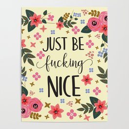 Just Be Fucking Nice, Funny, Quote Poster