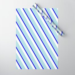 [ Thumbnail: Powder Blue, Blue & White Colored Pattern of Stripes Wrapping Paper ]