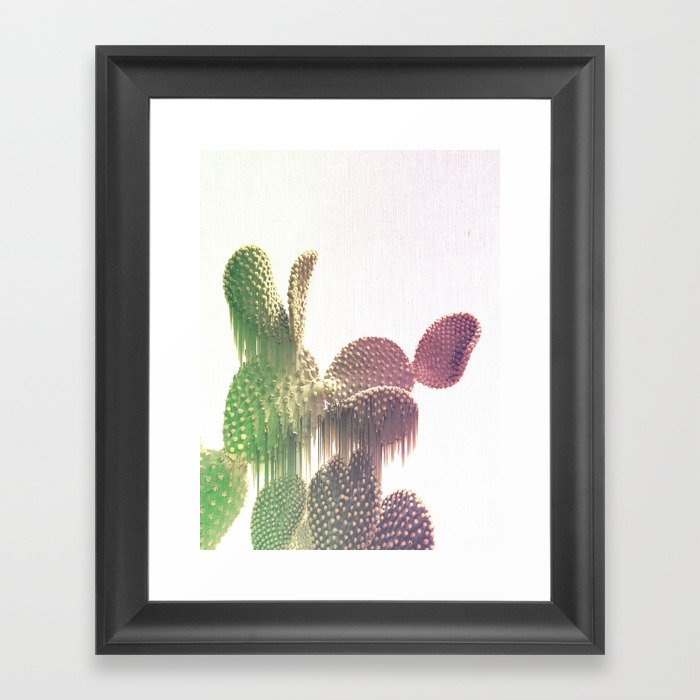 Glitch Cactus Framed Art Print