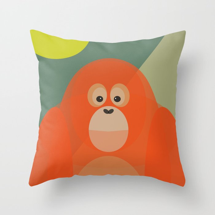 Mid Century Orangutan Throw Pillow