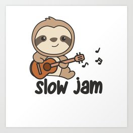 Slow Jam Sloth Makes Music With Guitar Art Print