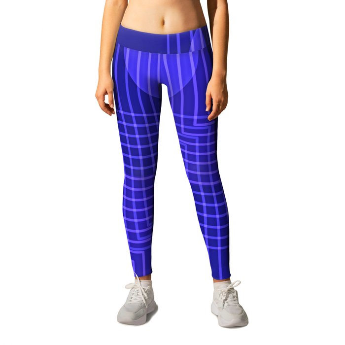 Bold Arches and Lines Moon Rays Abstract Cobalt Leggings